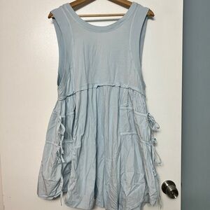Anthropologie Blue Sleeveless Tie Front Mini Dress
